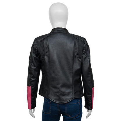 Black and Pink Eclipse Biker Jacket