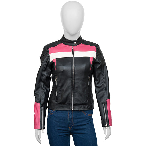 Black and Pink Eclipse Biker Jacket