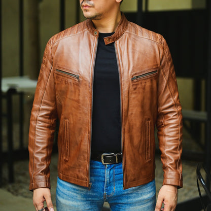 Vintage Look Motorcycle Lambskin Leather Jacket | The Order zone