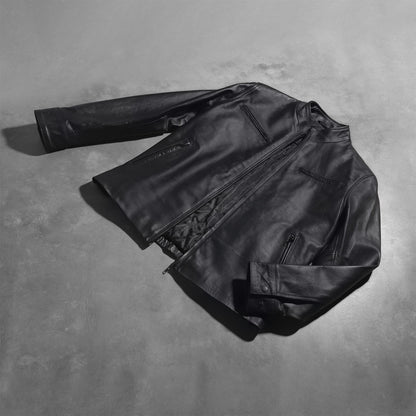 Men's Matte Black Leather Biker Jacket | The Order zone