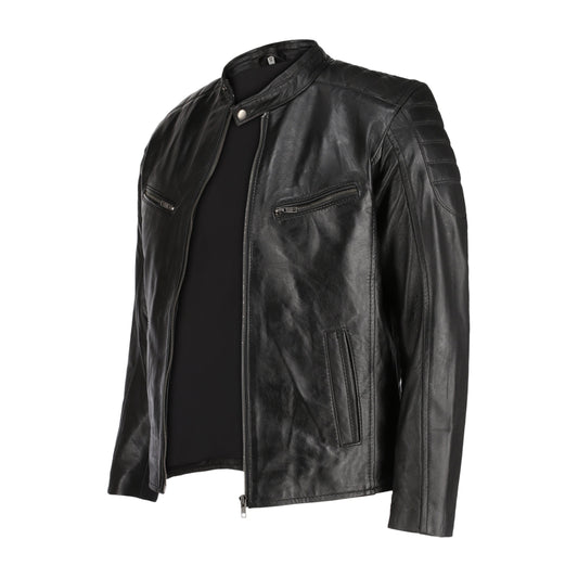 Mens Black Lambskin Biker Style Leather Jacket | The Order zone