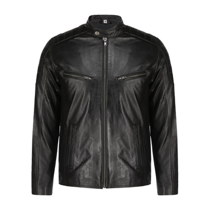 Mens Black Lambskin Biker Style Leather Jacket | The Order zone