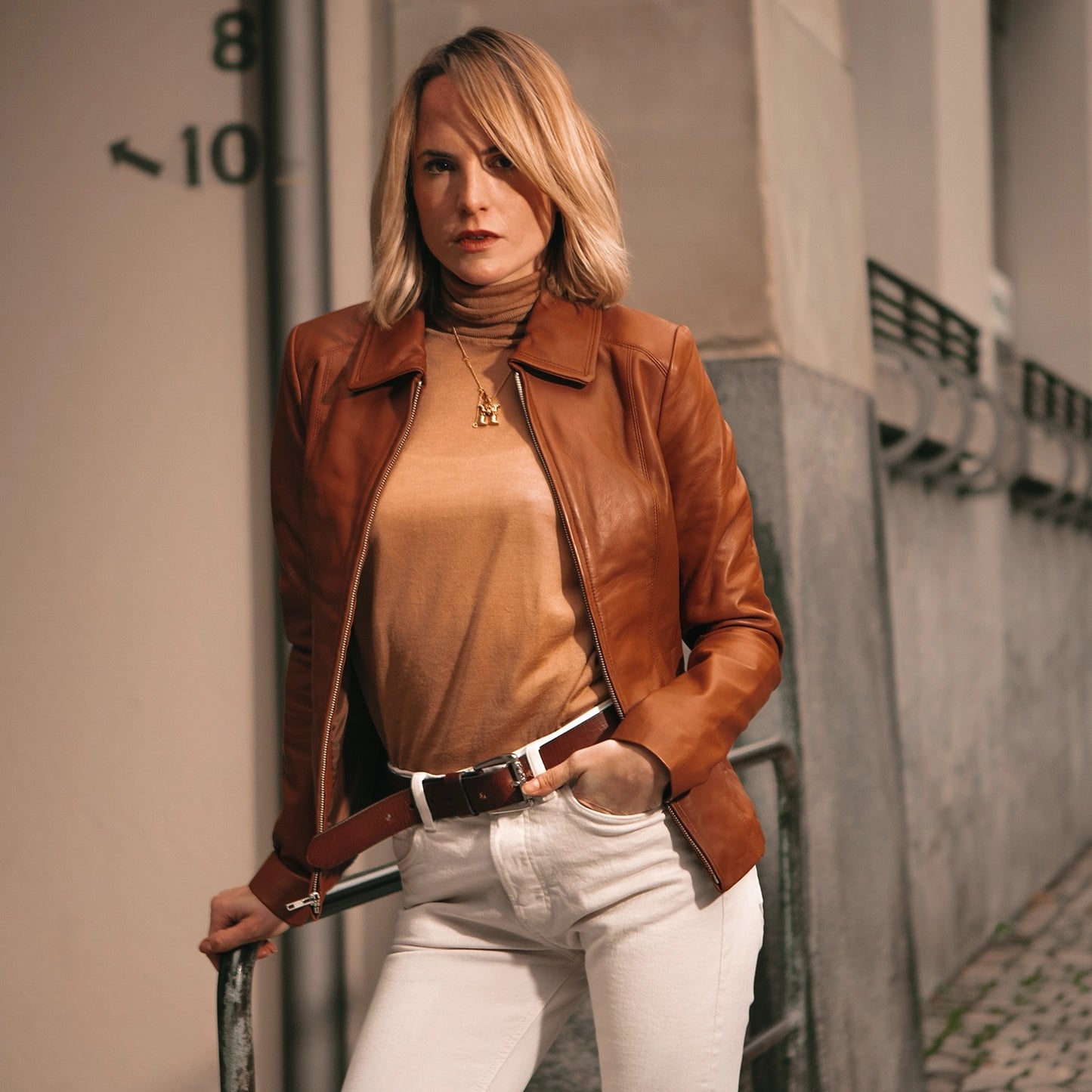 Women's Hazel Brown Leather Jacket | The Order zone