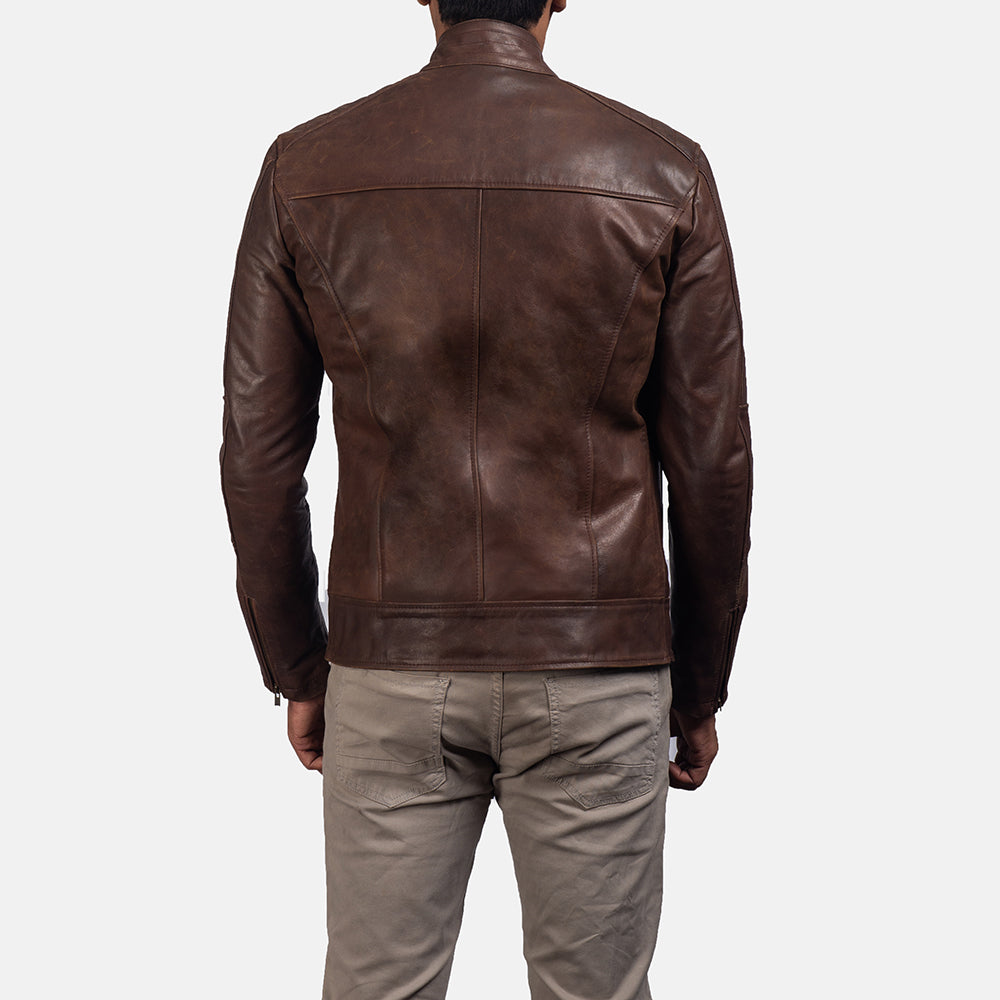 Men Brown Leather Biker Jacket | The Order zone