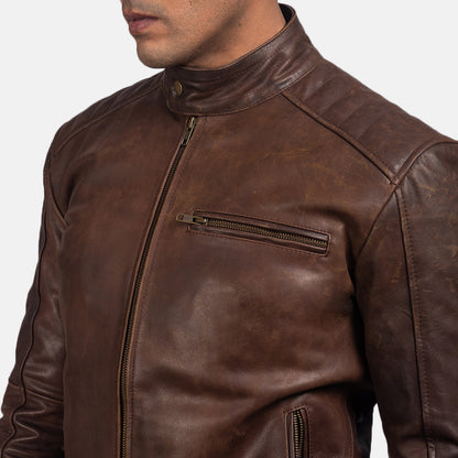 Men Brown Leather Biker Jacket | The Order zone