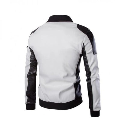 Polar Vibe Men's White Leather Slim Fit Biker Jacket