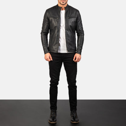 Men's Midnight Black Leather Jacket | The Order zone