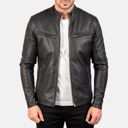 Men's Midnight Black Leather Jacket | The Order zone