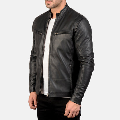 Men's Midnight Black Leather Jacket | The Order zone