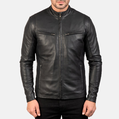 Men's Midnight Black Leather Jacket | The Order zone