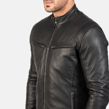 Men's Midnight Black Leather Jacket | The Order zone