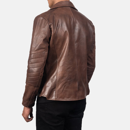 Mens Raiden Brown Leather Biker Jacket | The Order zone