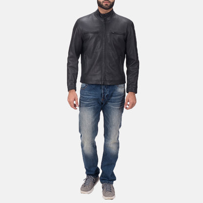 Men's Matte Black Leather Biker Jacket | The Order zone