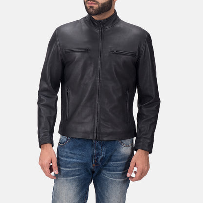 Men's Matte Black Leather Biker Jacket | The Order zone