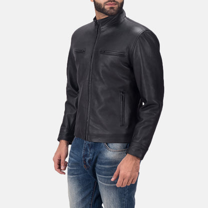 Men's Matte Black Leather Biker Jacket | The Order zone