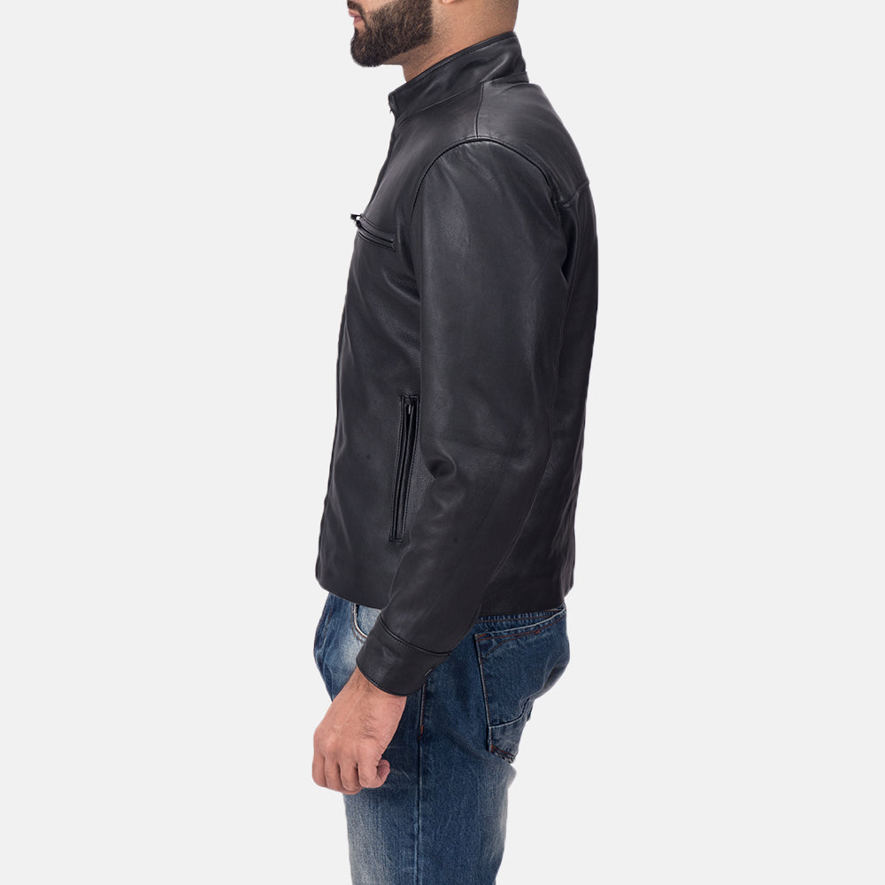 Men's Matte Black Leather Biker Jacket | The Order zone