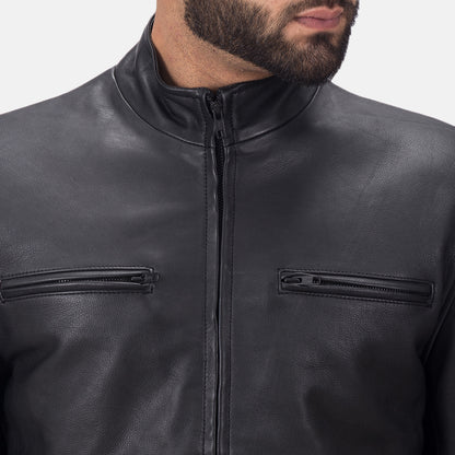 Men's Matte Black Leather Biker Jacket | The Order zone